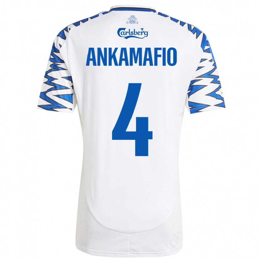 Danxen Enfant Maillot Graham Ankamafio #4 Blanc Bleu Ciel Tenues Domicile 2024/25 T-Shirt