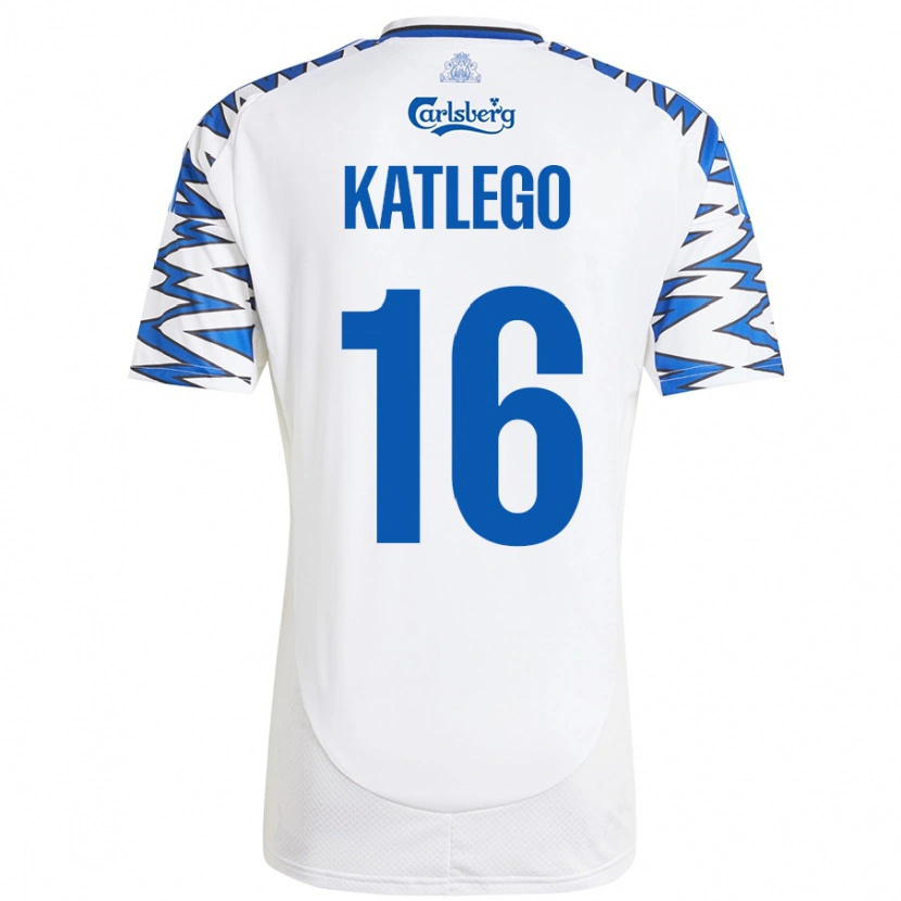 Danxen Enfant Maillot David Katlego #16 Blanc Bleu Ciel Tenues Domicile 2024/25 T-Shirt