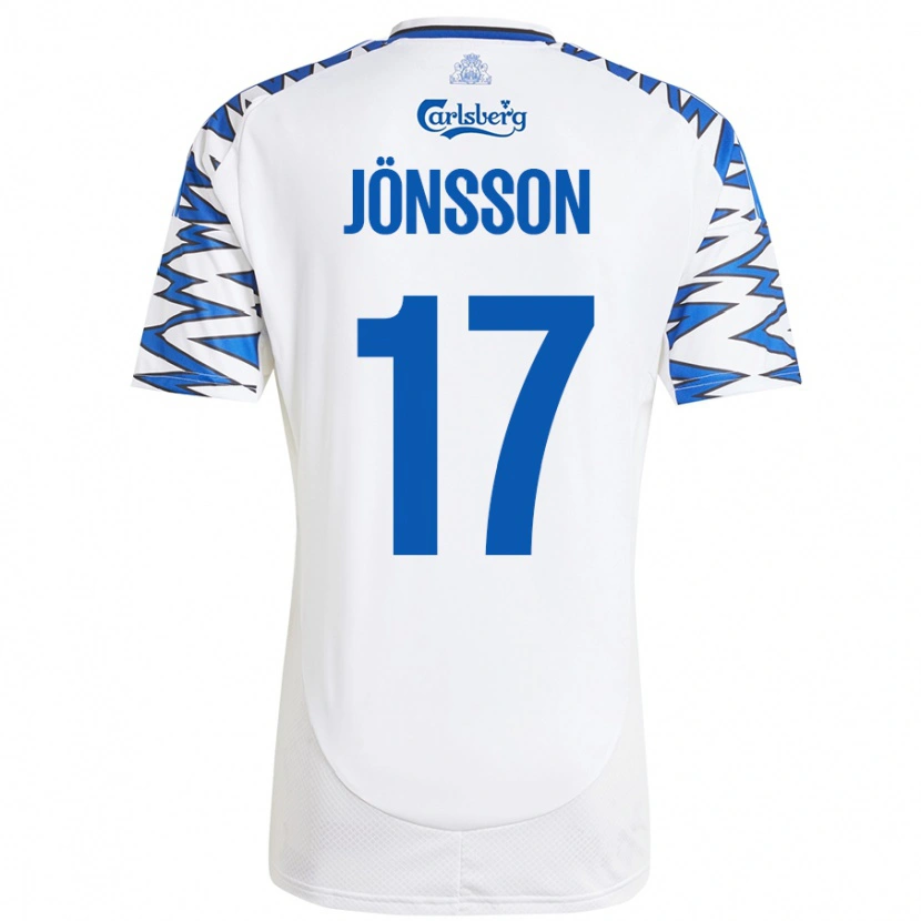 Danxen Enfant Maillot Neo Jönsson #17 Blanc Bleu Ciel Tenues Domicile 2024/25 T-Shirt