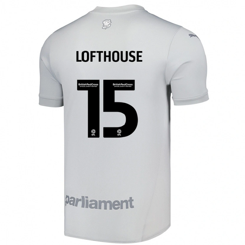 Danxen Enfant Maillot Kyran Lofthouse #15 Gris Argenté Tenues Extérieur 2024/25 T-Shirt