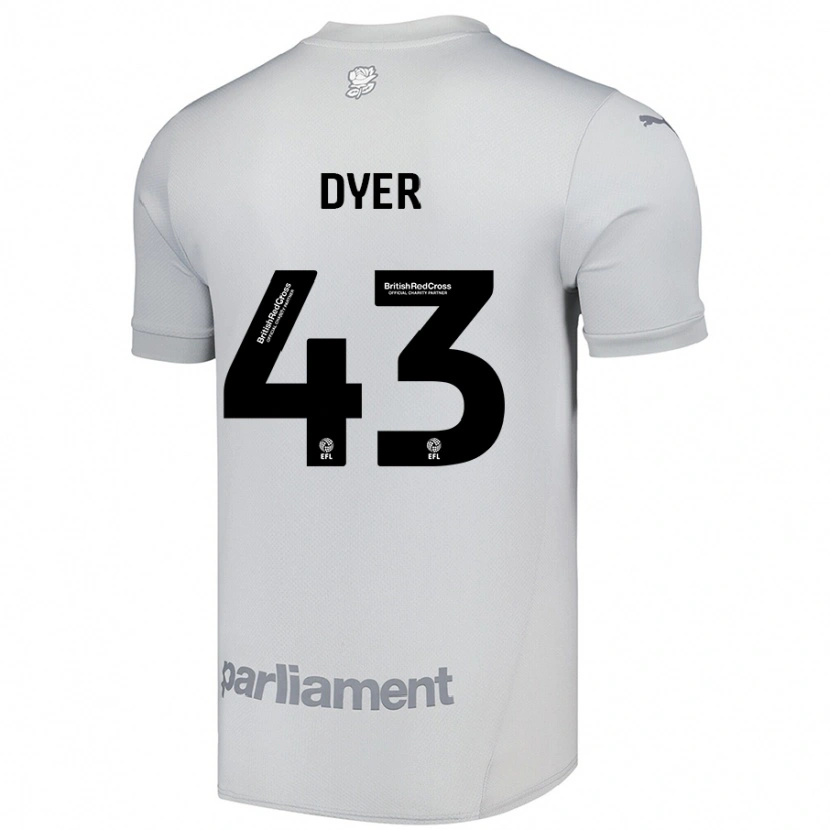 Danxen Enfant Maillot Josiah Dyer #43 Gris Argenté Tenues Extérieur 2024/25 T-Shirt