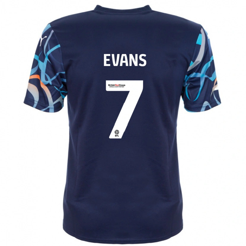 Danxen Enfant Maillot Lee Evans #7 Bleu Marine Tenues Extérieur 2024/25 T-Shirt