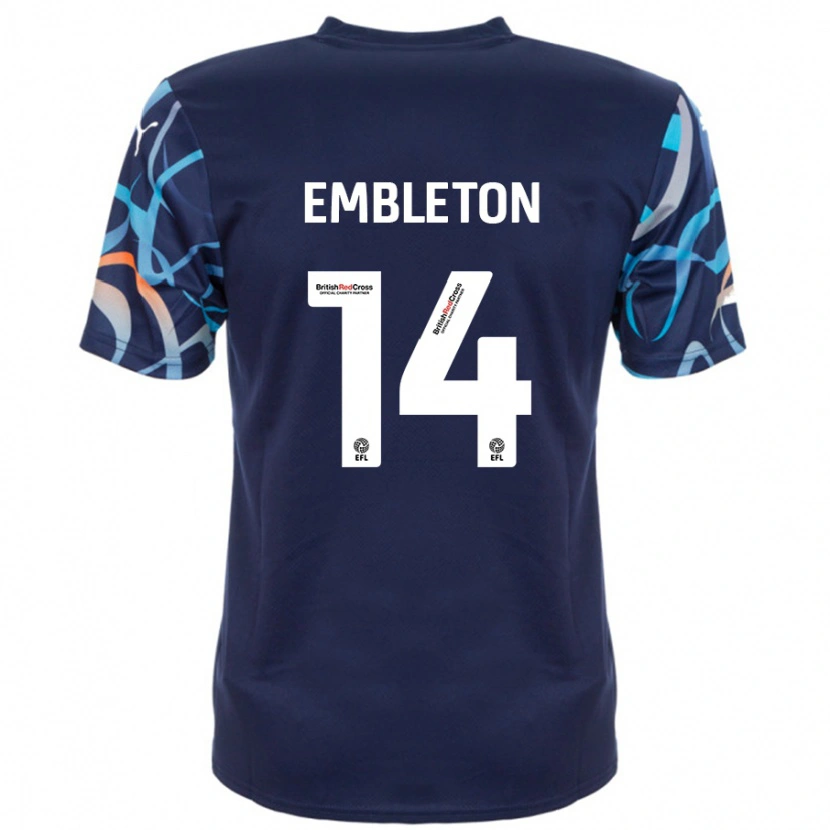 Danxen Enfant Maillot Elliot Embleton #14 Bleu Marine Tenues Extérieur 2024/25 T-Shirt