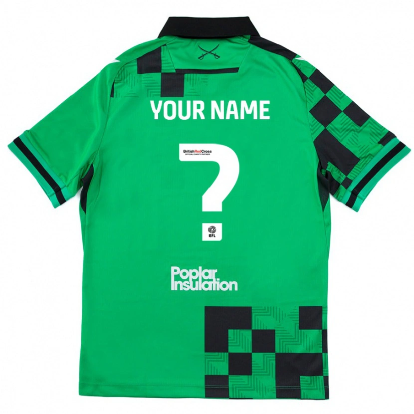 Danxen Enfant Maillot Votre Nom #0 Vert Noir Tenues Extérieur 2024/25 T-Shirt