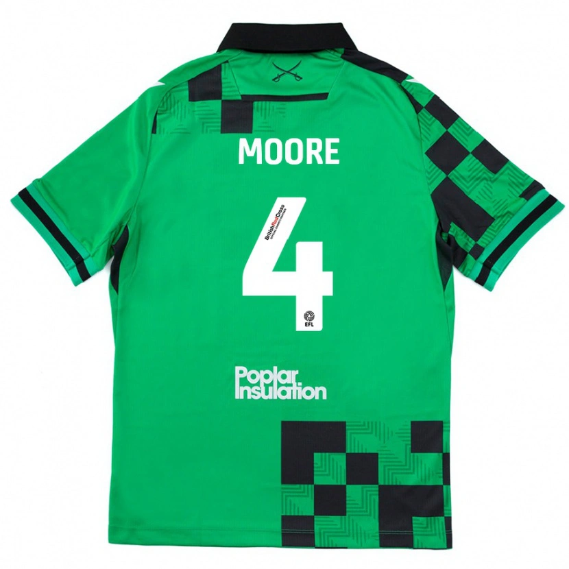 Danxen Enfant Maillot Taylor Moore #4 Vert Noir Tenues Extérieur 2024/25 T-Shirt