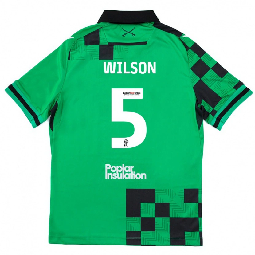 Danxen Enfant Maillot James Wilson #5 Vert Noir Tenues Extérieur 2024/25 T-Shirt