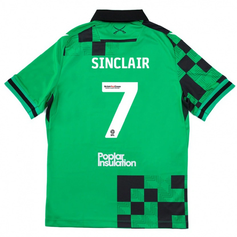 Danxen Enfant Maillot Scott Sinclair #7 Vert Noir Tenues Extérieur 2024/25 T-Shirt