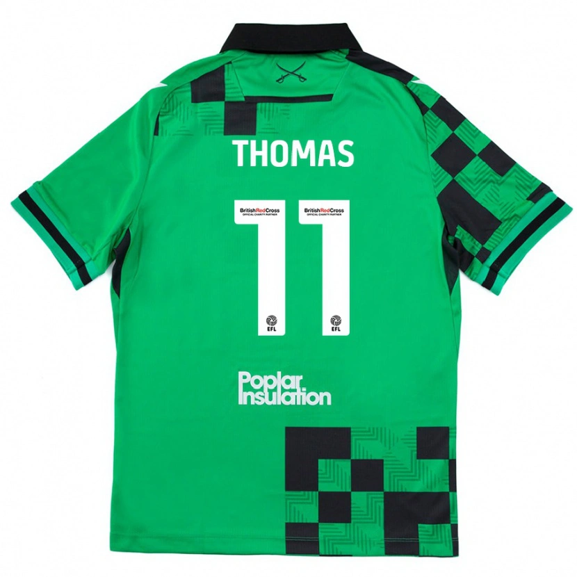 Danxen Enfant Maillot Luke Thomas #11 Vert Noir Tenues Extérieur 2024/25 T-Shirt