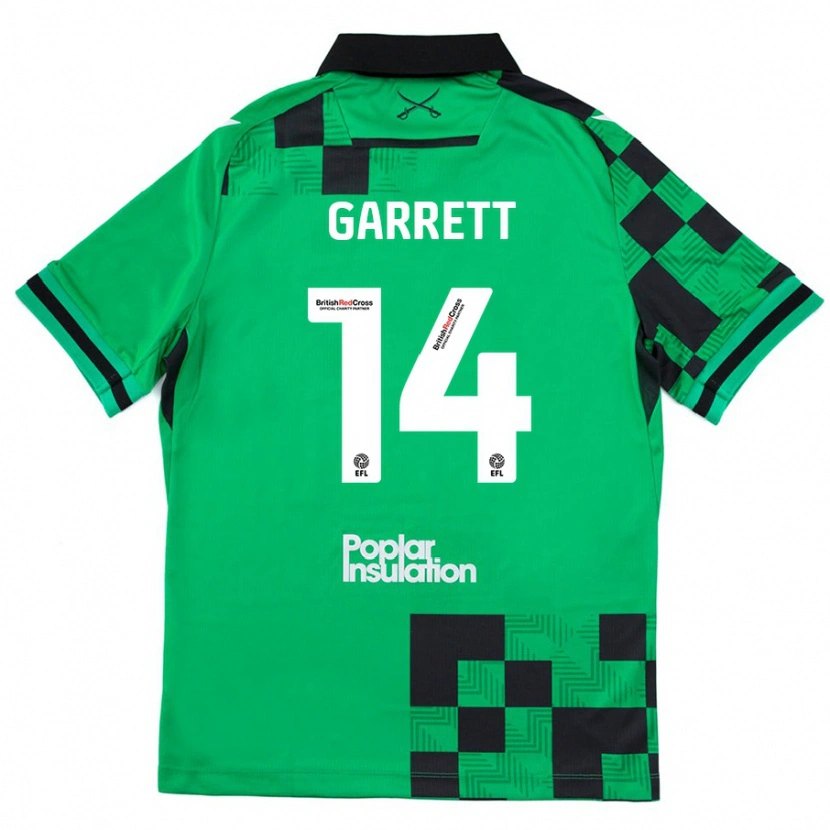 Danxen Enfant Maillot Jake Garrett #14 Vert Noir Tenues Extérieur 2024/25 T-Shirt