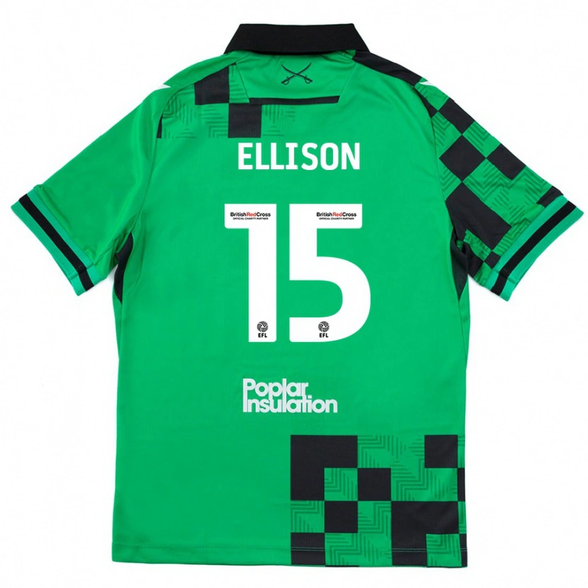 Danxen Enfant Maillot Dan Ellison #15 Vert Noir Tenues Extérieur 2024/25 T-Shirt