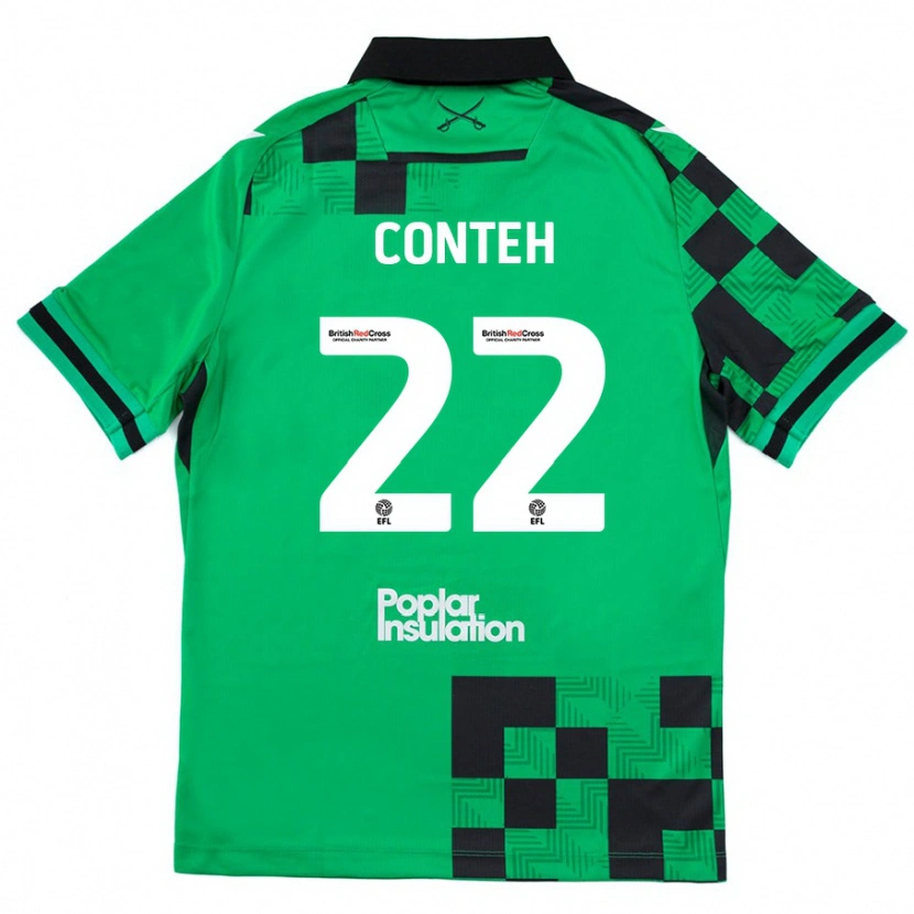 Danxen Enfant Maillot Kamil Conteh #22 Vert Noir Tenues Extérieur 2024/25 T-Shirt