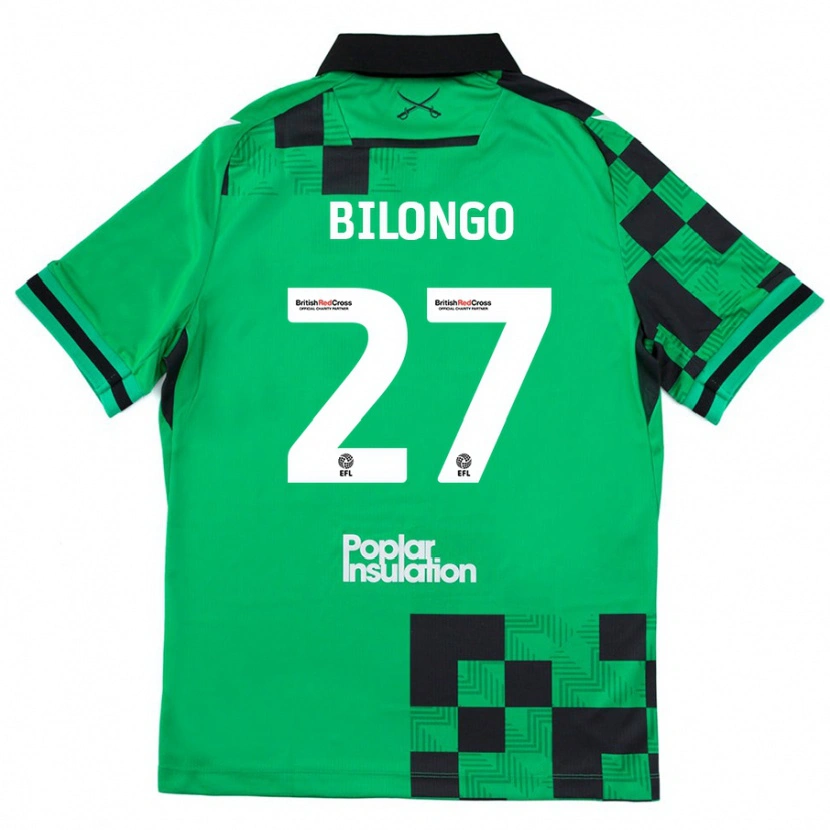 Danxen Enfant Maillot Bryant Bilongo #27 Vert Noir Tenues Extérieur 2024/25 T-Shirt