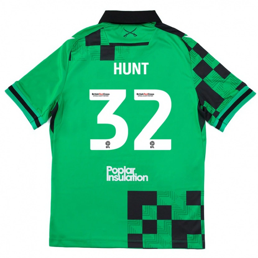 Danxen Enfant Maillot Jack Hunt #32 Vert Noir Tenues Extérieur 2024/25 T-Shirt