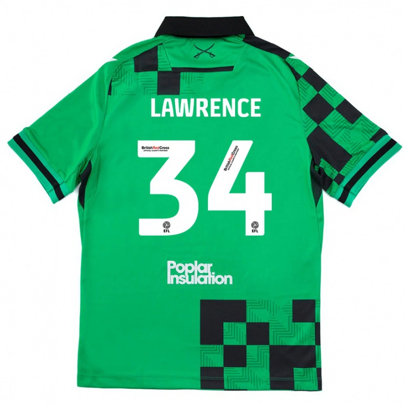 Danxen Enfant Maillot Jerry Lawrence #34 Vert Noir Tenues Extérieur 2024/25 T-Shirt