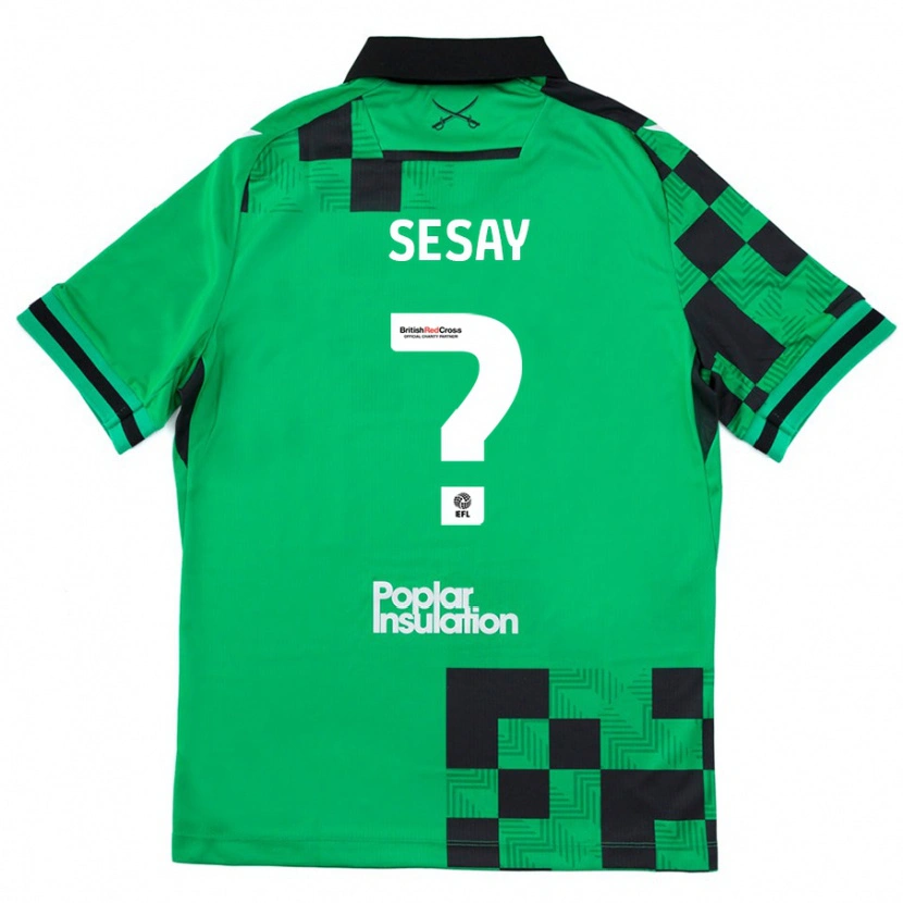 Danxen Enfant Maillot Malik Sesay #0 Vert Noir Tenues Extérieur 2024/25 T-Shirt