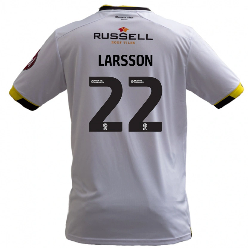 Danxen Enfant Maillot Julian Larsson #22 Blanc Tenues Extérieur 2024/25 T-Shirt