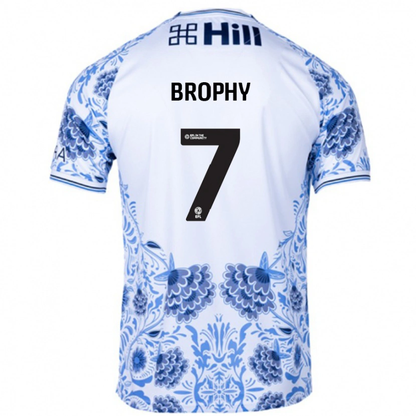 Danxen Enfant Maillot James Brophy #7 Blanc Bleu Tenues Extérieur 2024/25 T-Shirt