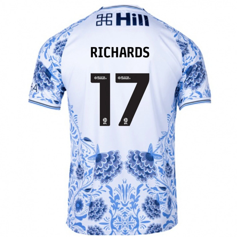 Danxen Enfant Maillot Taylor Richards #17 Blanc Bleu Tenues Extérieur 2024/25 T-Shirt