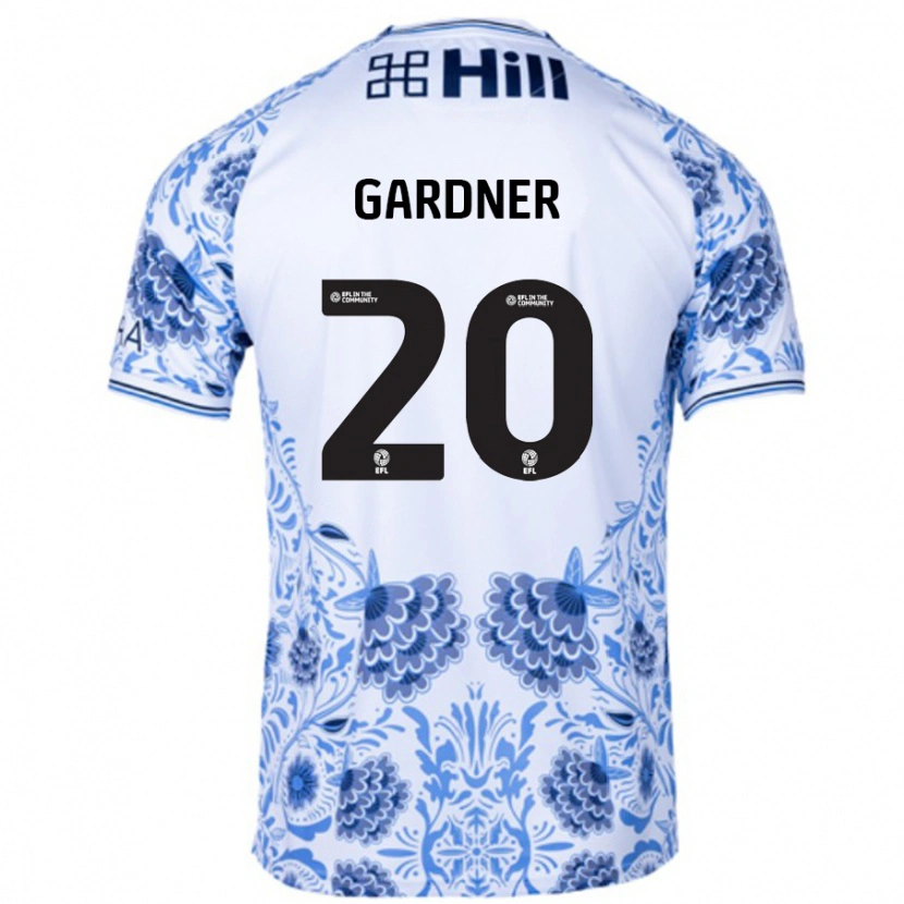 Danxen Enfant Maillot Gary Gardner #20 Blanc Bleu Tenues Extérieur 2024/25 T-Shirt