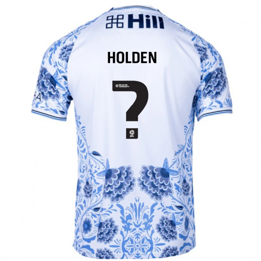 Danxen Enfant Maillot Lenny Holden #0 Blanc Bleu Tenues Extérieur 2024/25 T-Shirt