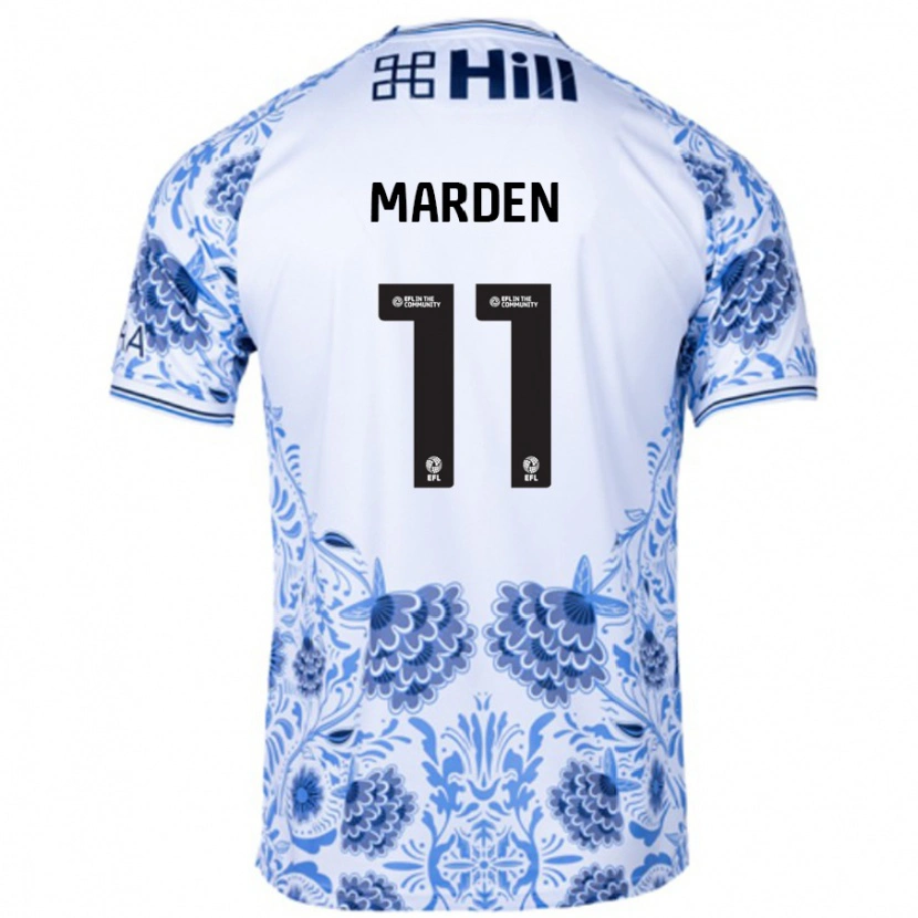 Danxen Enfant Maillot Ella Marden #11 Blanc Bleu Tenues Extérieur 2024/25 T-Shirt