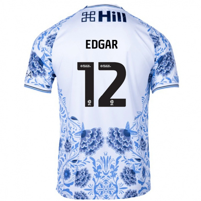 Danxen Enfant Maillot Sammy Edgar #12 Blanc Bleu Tenues Extérieur 2024/25 T-Shirt