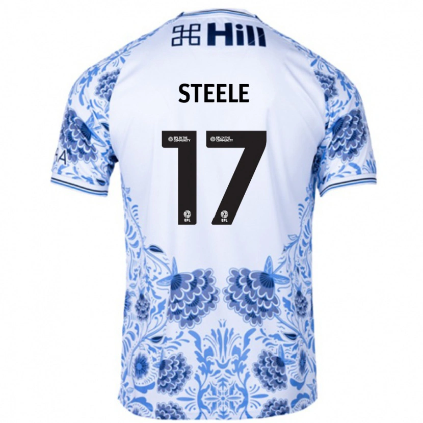 Danxen Enfant Maillot Fran Steele #17 Blanc Bleu Tenues Extérieur 2024/25 T-Shirt