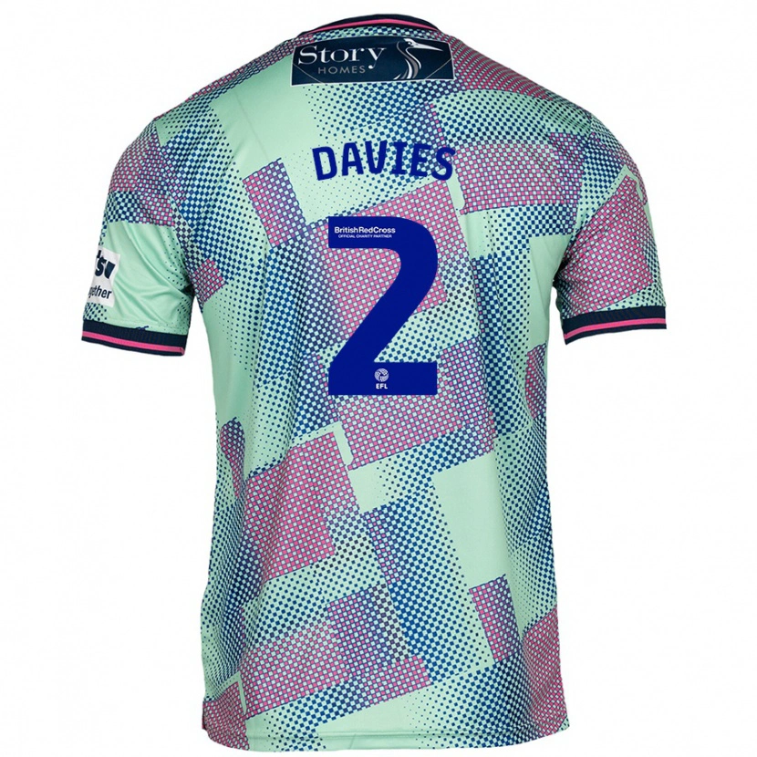 Danxen Enfant Maillot Archie Davies #2 Vert Tenues Extérieur 2024/25 T-Shirt