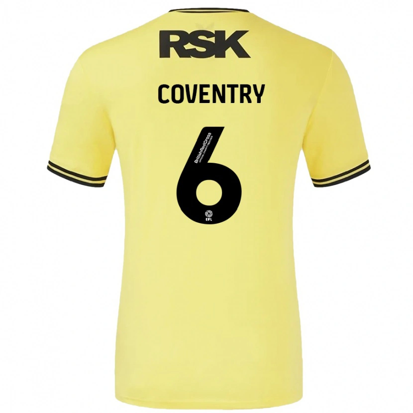 Danxen Enfant Maillot Conor Coventry #6 Jaune Noir Tenues Extérieur 2024/25 T-Shirt