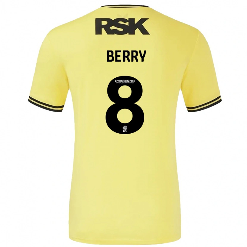 Danxen Enfant Maillot Luke Berry #8 Jaune Noir Tenues Extérieur 2024/25 T-Shirt