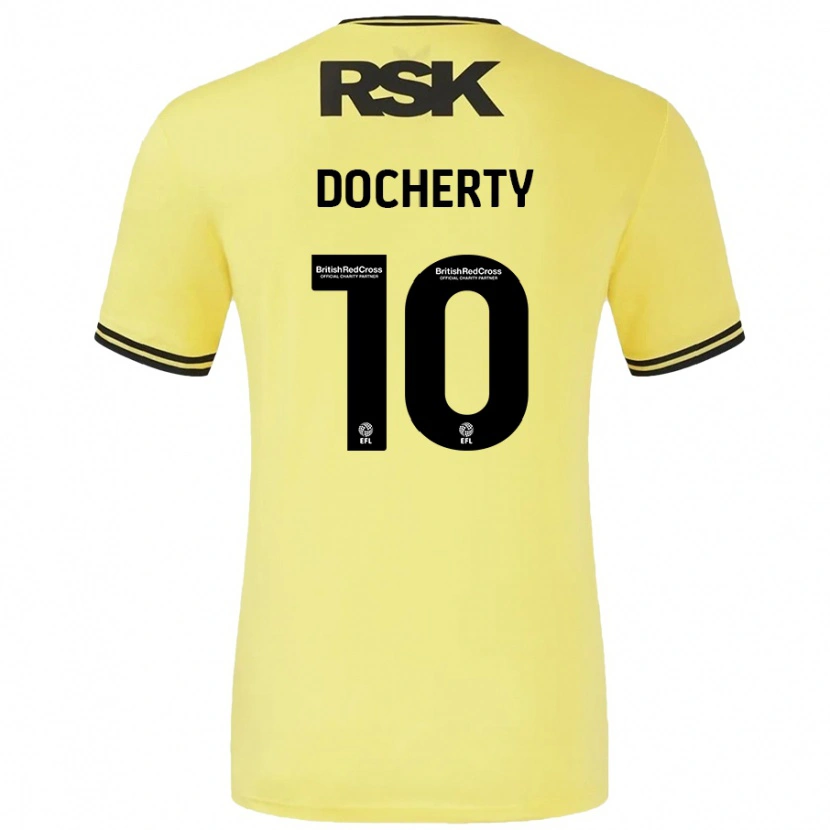 Danxen Enfant Maillot Greg Docherty #10 Jaune Noir Tenues Extérieur 2024/25 T-Shirt