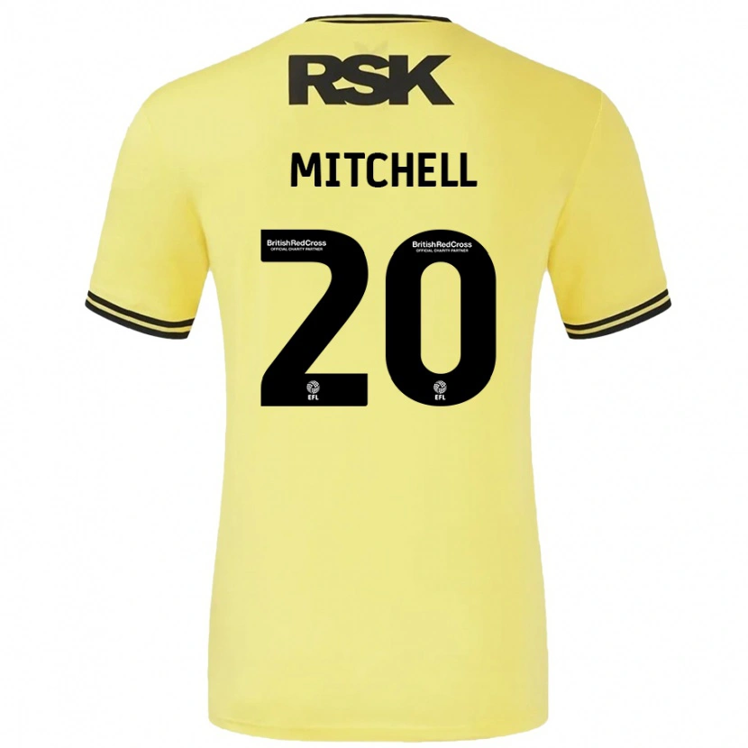 Danxen Enfant Maillot Zach Mitchell #20 Jaune Noir Tenues Extérieur 2024/25 T-Shirt