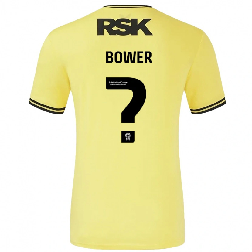 Danxen Enfant Maillot Toby Bower #0 Jaune Noir Tenues Extérieur 2024/25 T-Shirt