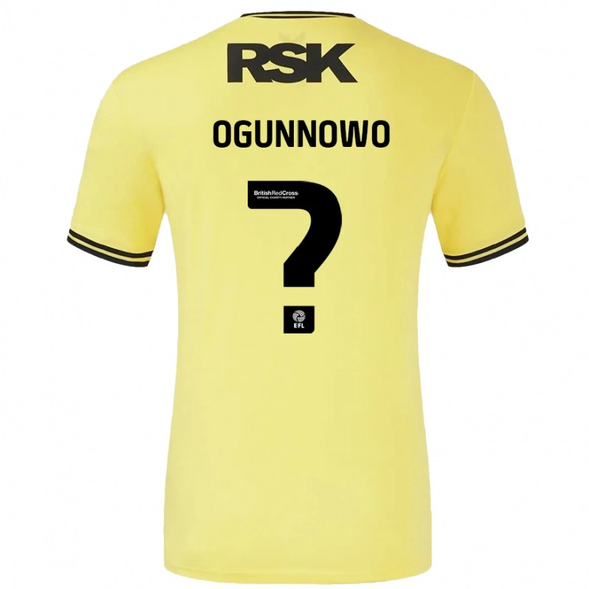 Danxen Enfant Maillot Joshua Ogunnowo #0 Jaune Noir Tenues Extérieur 2024/25 T-Shirt