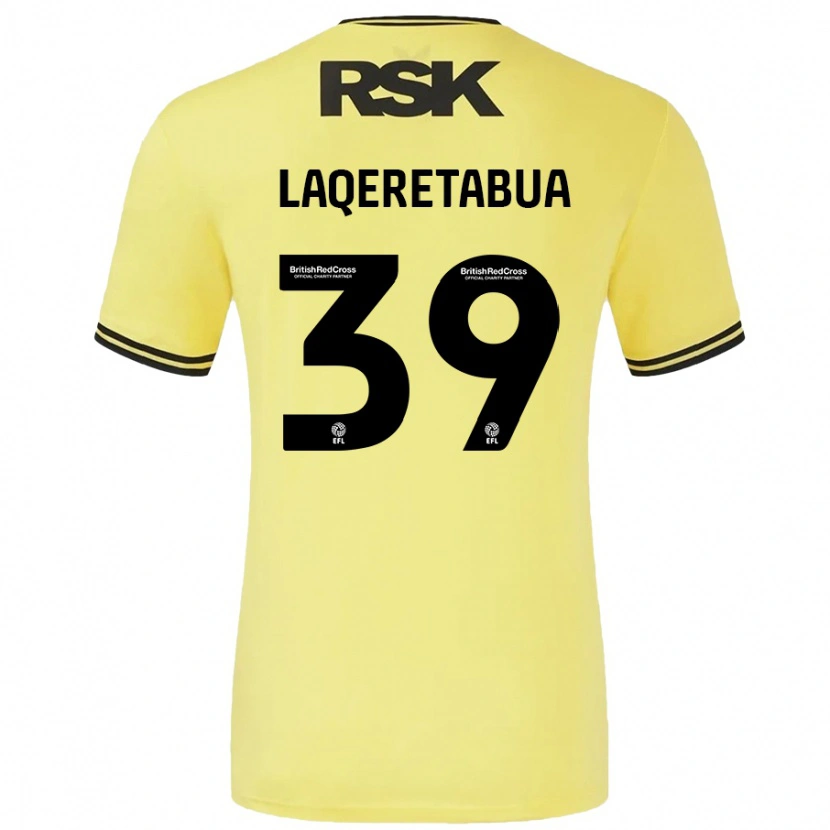 Danxen Enfant Maillot Josh Laqeretabua #39 Jaune Noir Tenues Extérieur 2024/25 T-Shirt