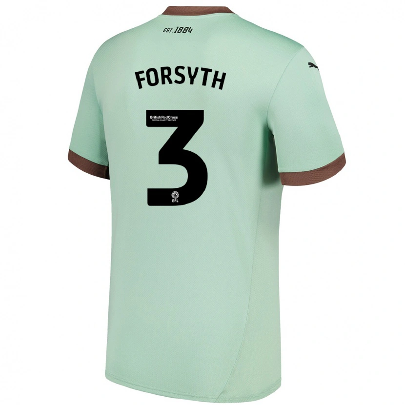 Danxen Enfant Maillot Craig Forsyth #3 Vert Pâle Tenues Extérieur 2024/25 T-Shirt