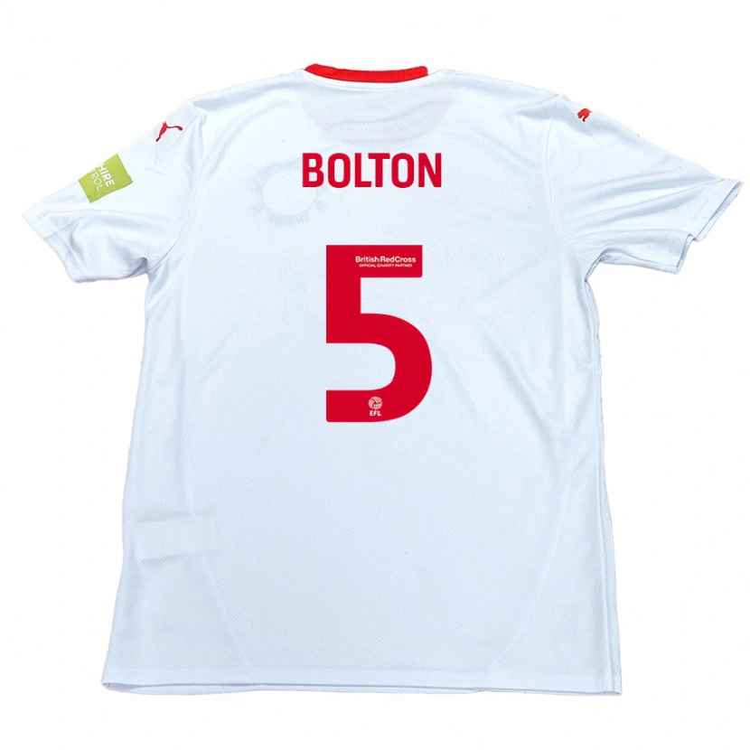 Danxen Enfant Maillot James Bolton #5 Blanc Tenues Extérieur 2024/25 T-Shirt