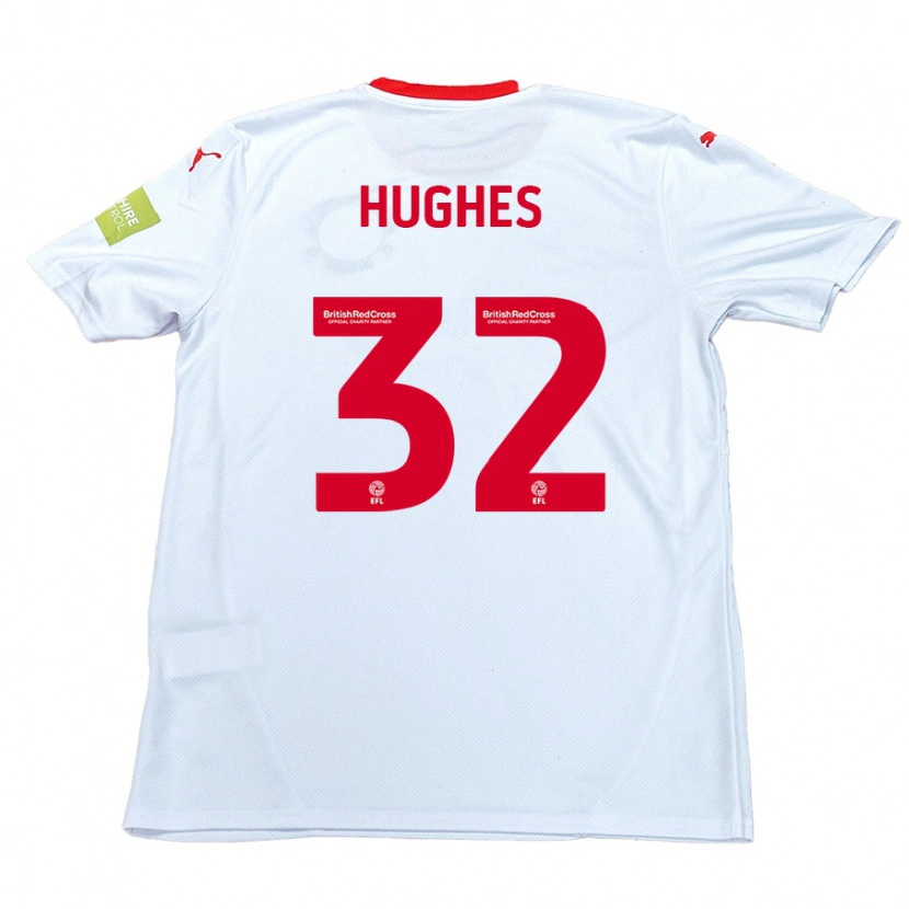 Danxen Enfant Maillot Kayden Hughes #32 Blanc Tenues Extérieur 2024/25 T-Shirt