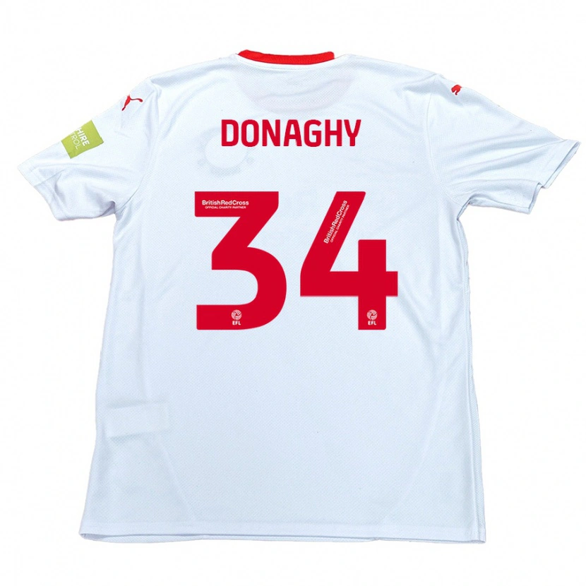 Danxen Enfant Maillot Tom Donaghy #34 Blanc Tenues Extérieur 2024/25 T-Shirt