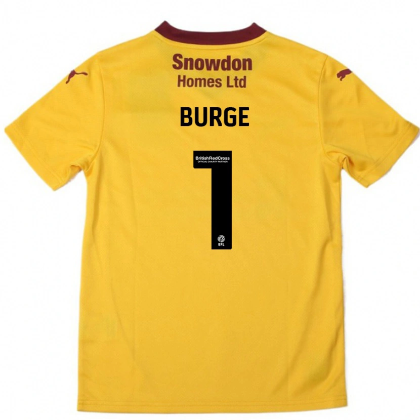 Danxen Enfant Maillot Lee Burge #1 Orange Bordeaux Tenues Extérieur 2024/25 T-Shirt