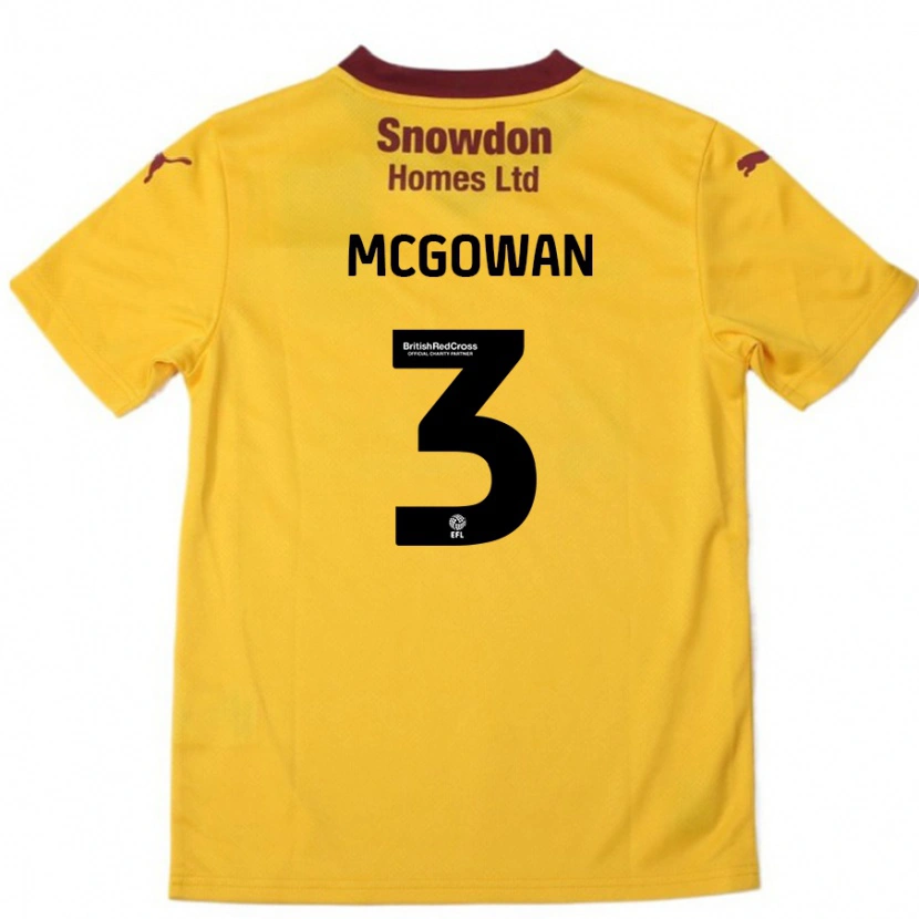 Danxen Enfant Maillot Aaron Mcgowan #3 Orange Bordeaux Tenues Extérieur 2024/25 T-Shirt