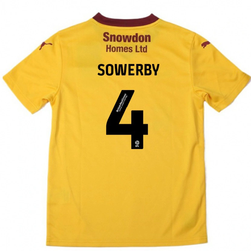 Danxen Enfant Maillot Jack Sowerby #4 Orange Bordeaux Tenues Extérieur 2024/25 T-Shirt