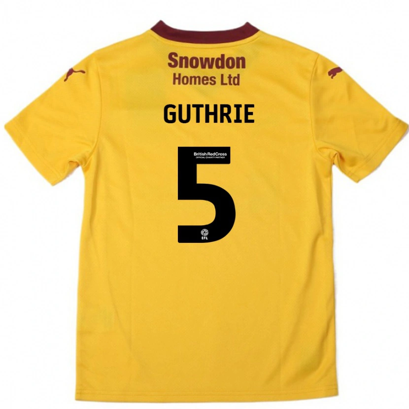 Danxen Enfant Maillot Jon Guthrie #5 Orange Bordeaux Tenues Extérieur 2024/25 T-Shirt