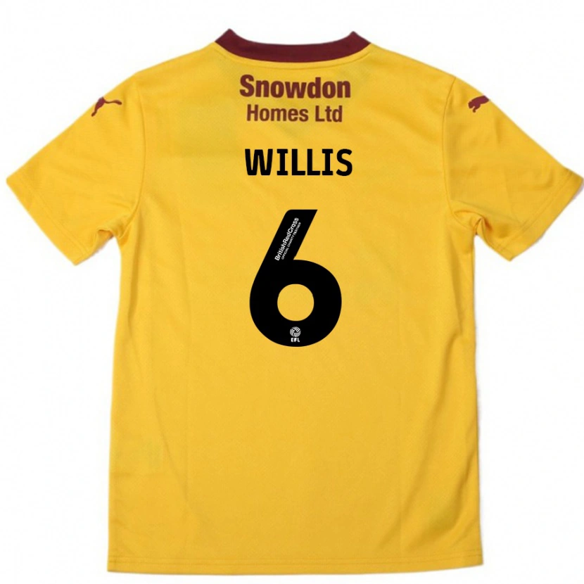 Danxen Enfant Maillot Jordan Willis #6 Orange Bordeaux Tenues Extérieur 2024/25 T-Shirt