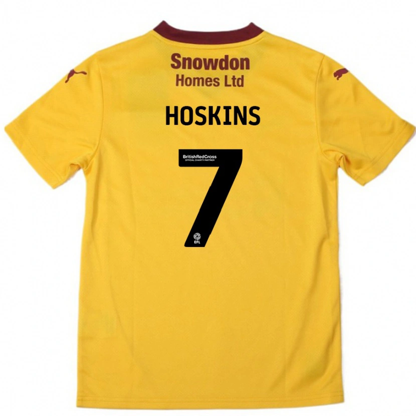 Danxen Enfant Maillot Sam Hoskins #7 Orange Bordeaux Tenues Extérieur 2024/25 T-Shirt