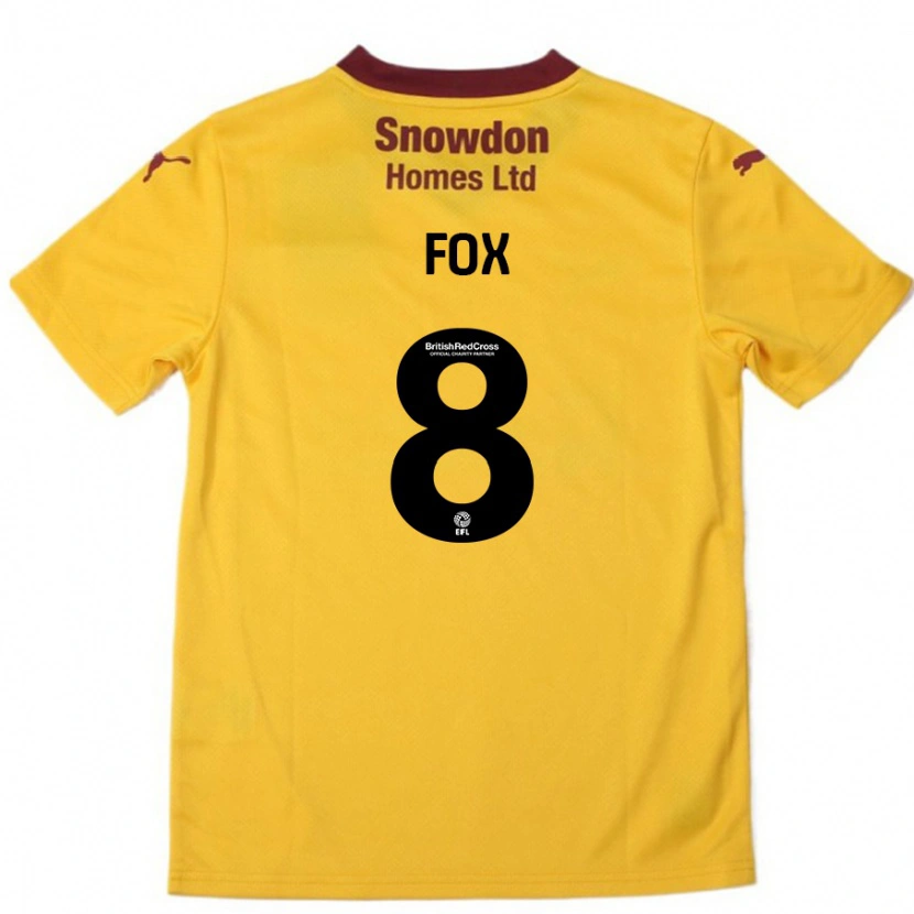 Danxen Enfant Maillot Ben Fox #8 Orange Bordeaux Tenues Extérieur 2024/25 T-Shirt