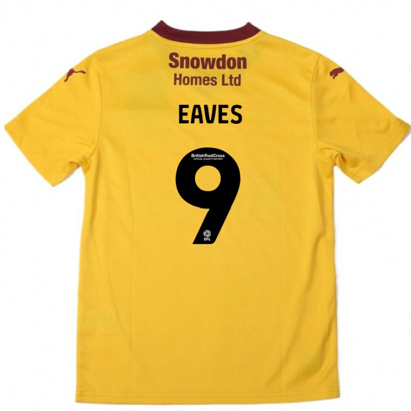 Danxen Enfant Maillot Tom Eaves #9 Orange Bordeaux Tenues Extérieur 2024/25 T-Shirt