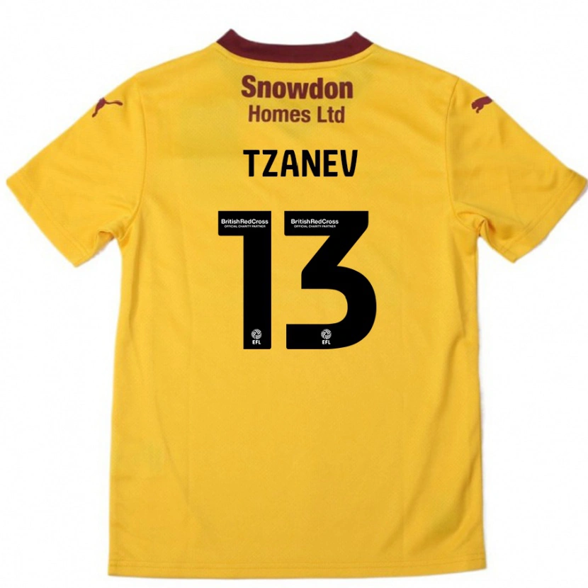 Danxen Enfant Maillot Nik Tzanev #13 Orange Bordeaux Tenues Extérieur 2024/25 T-Shirt