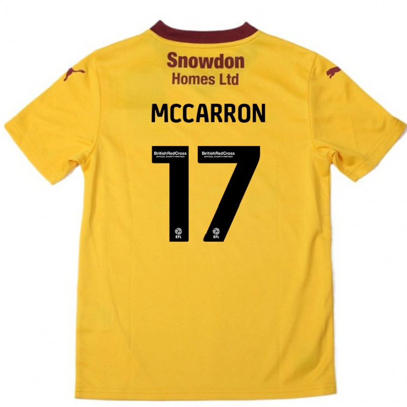 Danxen Enfant Maillot Liam Mccarron #17 Orange Bordeaux Tenues Extérieur 2024/25 T-Shirt