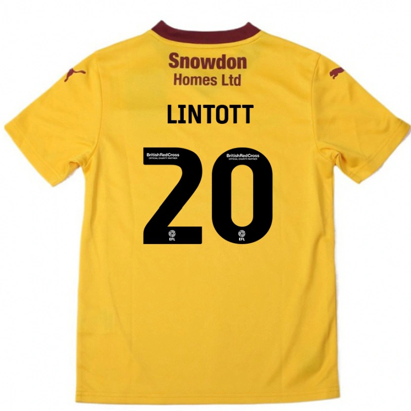 Danxen Enfant Maillot Harvey Lintott #20 Orange Bordeaux Tenues Extérieur 2024/25 T-Shirt